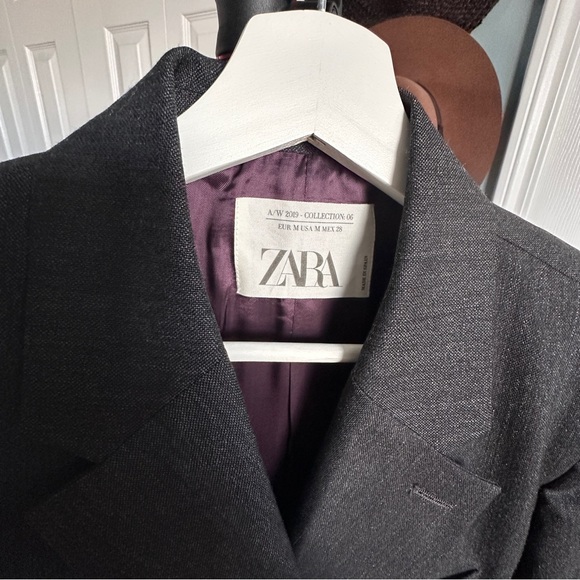 NWOT Zara limited edition wool blazer M charcoal black jacket - Picture 5 of 8